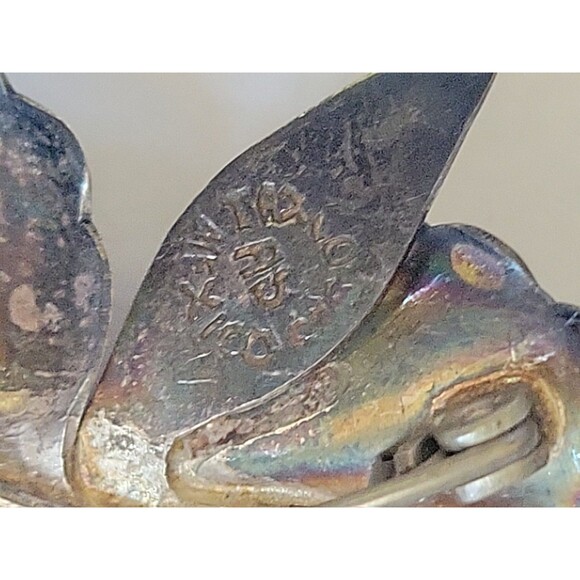 Taxco Mexico 925 Iris Flower Ornate Design Brooch Pin Screw Back Earrings Set - Picture 9 of 16